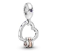 Pandora Icons Colgante con forma de corazón en plata y chapado en oro rosa de 14 quilates con cristal lila, morado real y circonitas cúbicas transparentes