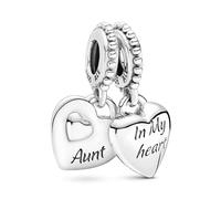 Pandora Icons Colgante divisible con diseño de corazón con inscripción «Aunt» y «Niece» de plata de ley