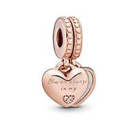 PANDORA Abalorio charm 782072EN23 mujer plata Circonitas y esmalte Rose Corazones Madre e Hijo