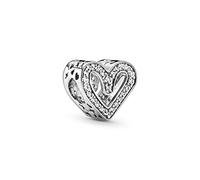 Pandora Icons Dije con diseño de corazón de plata de ley con circonitas cúbicas transparentes