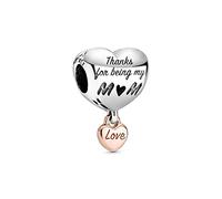 Pandora Pandora Rose Charm en plata de ley y Pandora Corazón Mamá 788830C00