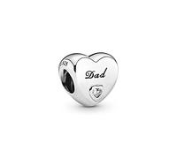Pandora Icons Dije con diseño de corazón e inscripción «Dad» de plata con circonita cúbica transparente