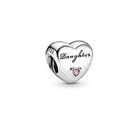 Pandora Icons Dije con diseño de corazón e inscripción «Daughter» de plata con circonita cúbica rosa