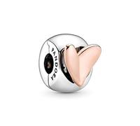Pandora Icons Dije estilo clip con diseño de corazón de plata de ley y chapado en oro rosa de 14 quilates