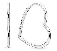 Pandora Pendientes Aro en Plata de Primera Ley Corazones de Amor Asimétricos en Plata de Ley