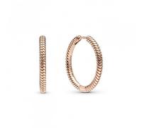 Pandora Icons Pendientes de aro con patrón de serpiente chapados en oro rosa de 14 quilates