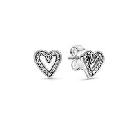 Pandora Icons Pendientes de botón con diseño de corazón de plata de ley con circonitas cúbicas transparentes