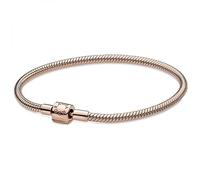 Pandora Icons Pulsera con cadena de serpiente chapada en oro rosa de 14 quilates, 18