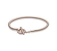 PANDORA Signature Pulsera de cadena de serpiente con cierre con diseño de corona centelleante en O de plata de ley con circonitas cúbicas transparentes, 18