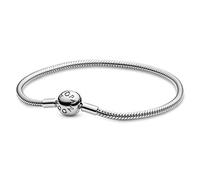 Pandora Icons Pulsera con cadena de serpiente de plata con cierre redondo, 21