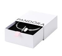 Pandora Icons Pulsera con cadena de serpiente de plata de ley con cierre de barra en T y corazón, 18