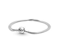 Pandora Reflexions Pulsera con engaste pavé con cierre largo chapada en oro rosa de 14 quilates con circonitas cúbicas transparentes, 17