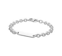 Pandora Icons Pulsera de eslabones de plata de ley con barra grabable, 18