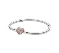 Pandora Pulsera Icons de plata con cadena serpiente y cierre corazón oro rosa, circonitas, 18