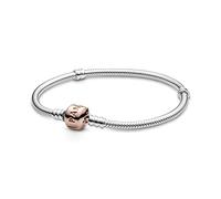 Pandora Icons Pulsera de plata con cierre chapado en oro rosa de 14 quilates, 19