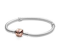 Pandora Icons Pulsera de plata con cierre chapado en oro rosa de 14 quilates, 21
