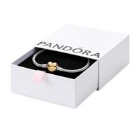 Pandora Icons Pulsera de plata con cierre en forma de corazón chapada en oro de 14 quilates, 17