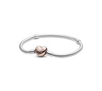 Pandora Icons Pulsera de plata con cierre en forma de corazón chapada en oro rosa de 14 quilates, 16