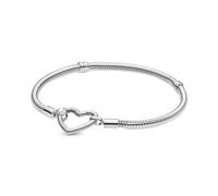 Pandora Icons Pulsera de plata de ley con cadena de serpiente y cierre de corazón, 21