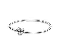 Pandora Icons Pulsera rígida de plata con cierre en forma de corazón, 21