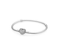Pandora Pulsera Con Cierre de Corazón en Pavé con Circonitas Cúbicas en Plata de Ley | 20 cm