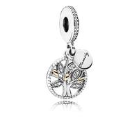 Pandora Icons Colgante plateado con diseño de árbol genealógico de 14 quilates con circonitas cúbicas transparentes