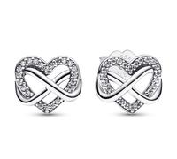Pandora Joyería De Mujer Aretes Tipo Botón Corazón Infinito Plata 925 292667C01