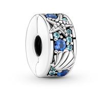 PANDORA Joyería De Plata Clip Estrella De Mar Tropical Y Concha 791678C01