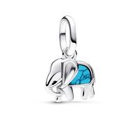 PANDORA Joyería Mini Charm Colgante Plata Elefante Color Turquesa 793858C01