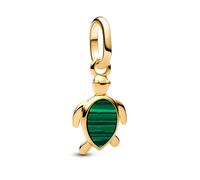 PANDORA Joyería Mini Charm Colgante Tortuga Verde Color Dorado 763823C01