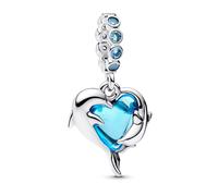 PANDORA Joyería Plata Charm Colgante Delfines De Murano Azul 793924C01