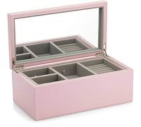 PANDORA Joyero grande de MDF con piel sintética en color rosa, tamaño: 16 cm x 29 cm x 11,5 cm, A005, 16x29x11,5, Madera de ingeniería, Sin piedras preciosas