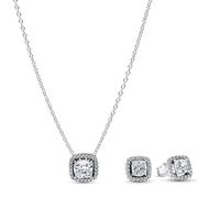 PANDORA Juego de Joyas Plata de Ley 925 21127 | Elegante conjunto de regalo: collar y pendientes de plata con circonitas cúbicas brillantes para mujer