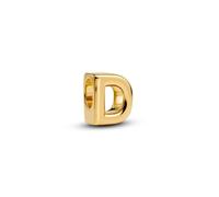 PANDORA Letra D Alfabeto Mini Charm de Plata de Ley Chapado en Oro de 14 K Compatible Moments, Tamaño: 6,3 x 8,1 x 6,7 mm 763950C00