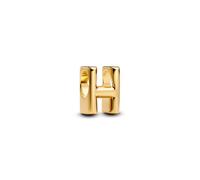 PANDORA Letra H Alfabeto Mini Charm Plata de Ley Chapado en Oro de 14 quilates Compatible Moments, Tamaño: 6,2 x 8,2 x 5,9 mm 763954C00