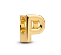 PANDORA Letra P Alfabeto Mini Charm Plata de Ley Chapado en Oro de 14 K Compatible Moments, Tamaño: 6,2 x 8,2 x 5,8 mm 763962C00