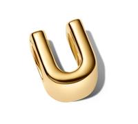 PANDORA Letra U Alfabeto Mini Charm de Plata de Ley Chapado en Oro de 14 K Compatible Moments, Tamaño: 6,1 x 8,2 x 6,4 mm 763967C00
