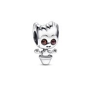 Pandora Charm Baby Groot Bailando Guardianes de La Galaxia de Marvel en Plata de Ley