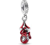 Marvel Colgante con diseño de Hombre Araña en plata de ley con esmalte negro y rojo transparente
