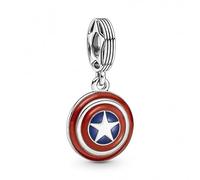 Pandora Marvel Colgante de plata de ley con el escudo del Capitán América con esmalte azul y rojo