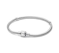PANDORA Marvel Pulsera de plata de ley con cadena de serpiente, cierre Marvel y esmalte blanco