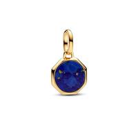 PANDORA ME 763388C01 - Mini medallón de plata de ley con aleación de metal chapado en oro y lapislázuli, compatible con pulseras ME y Moments, color azul, talla única, Plata de ley, Lapislázuli