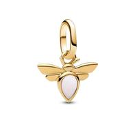 Pandora ME 763826C01 - Mini colgante de abeja blanca de plata de ley chapada en oro de 14 quilates, compatible con Me y Moments, 2,2x9,7x11,5 mm, Plata de ley, No es una piedra preciosa