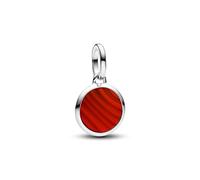 Pandora ME 793389C01 - Mini medallón de cristal de Murano rojo grabado de plata de ley con turquesa artificial compatible con pulseras ME y Moments, talla única, Plata de ley, No es una piedra