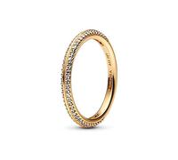 PANDORA ME Anillo chapado en oro de 14 quilates con circonitas cúbicas transparentes, talla 56