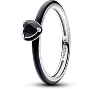 PANDORA ME Anillo con corazón en plata de ley con cristal negro y esmalte negro, talla 52