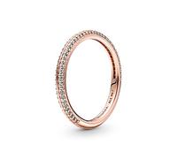 PANDORA ME Anillo con engaste pavé chapado en oro rosa de 14 quilates con circonitas cúbicas transparentes, talla 50