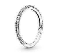 PANDORA ME Anillo con engaste pavé de plata de ley con circonita cúbica transparente, talla 62