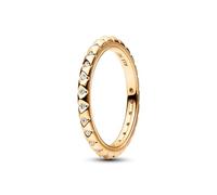 PANDORA ME Anillo con tachonado de pirámides chapado en oro de 14 quilates con circonitas cúbicas transparentes, talla 50