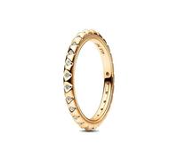 PANDORA ME Anillo con tachonado de pirámides chapado en oro de 14 quilates con circonitas cúbicas transparentes, talla 48
